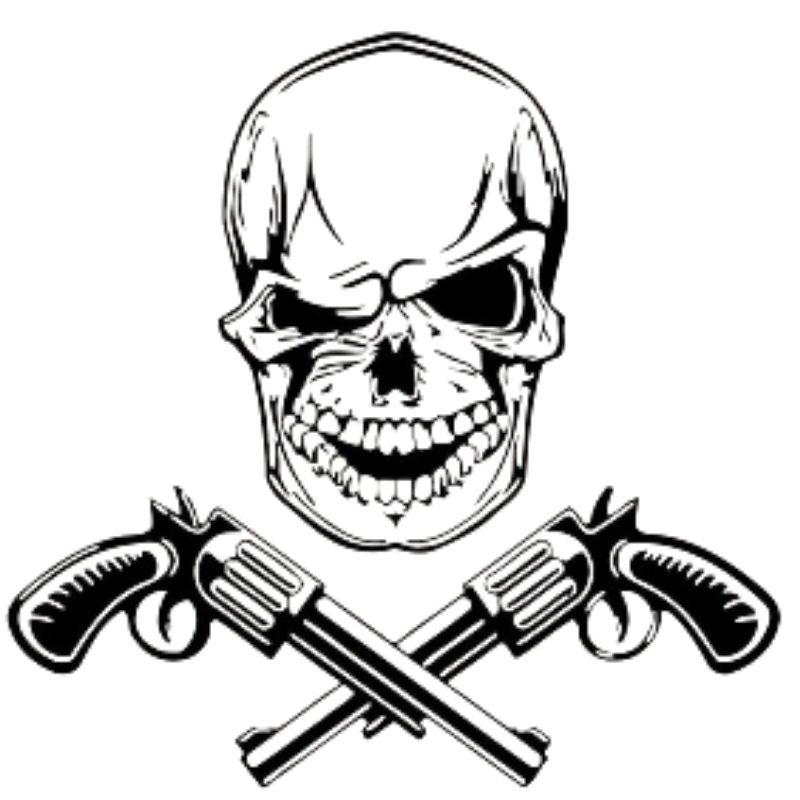Skull Gun Sticker