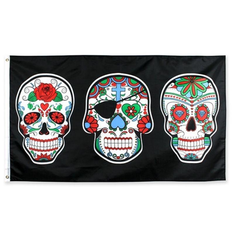 Calavera Mexican Skull Flag