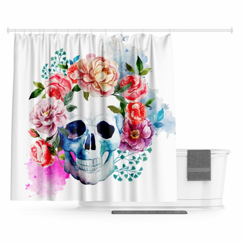 Flowered Skull Curtain