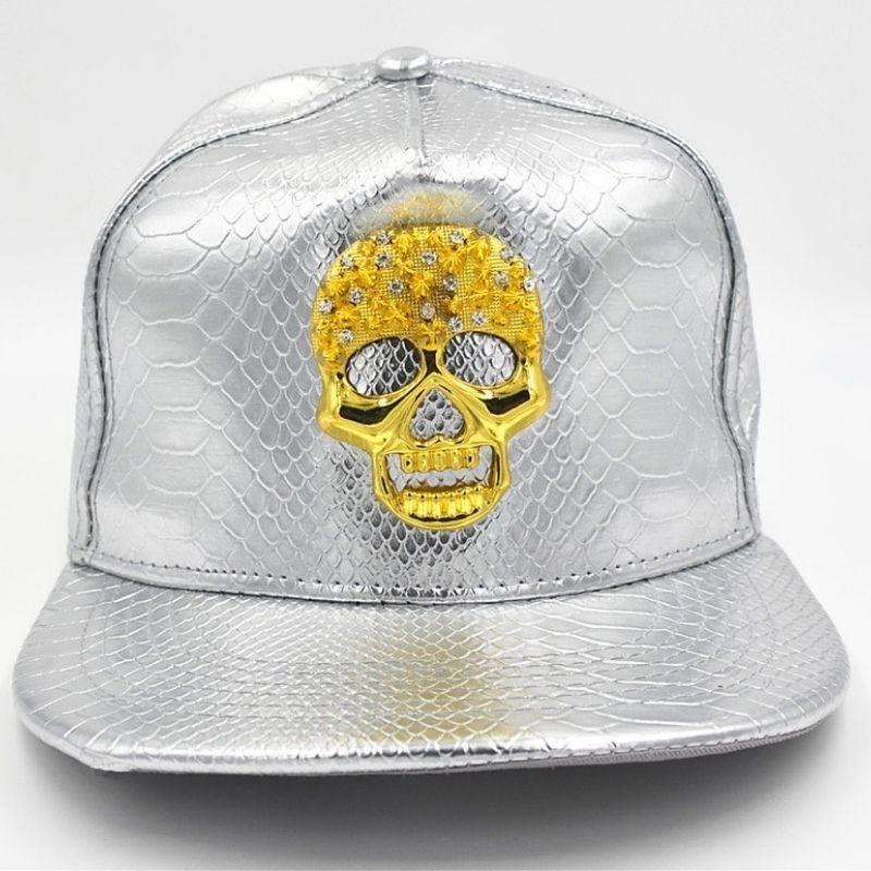 Gold skull and diamond hip hop cap