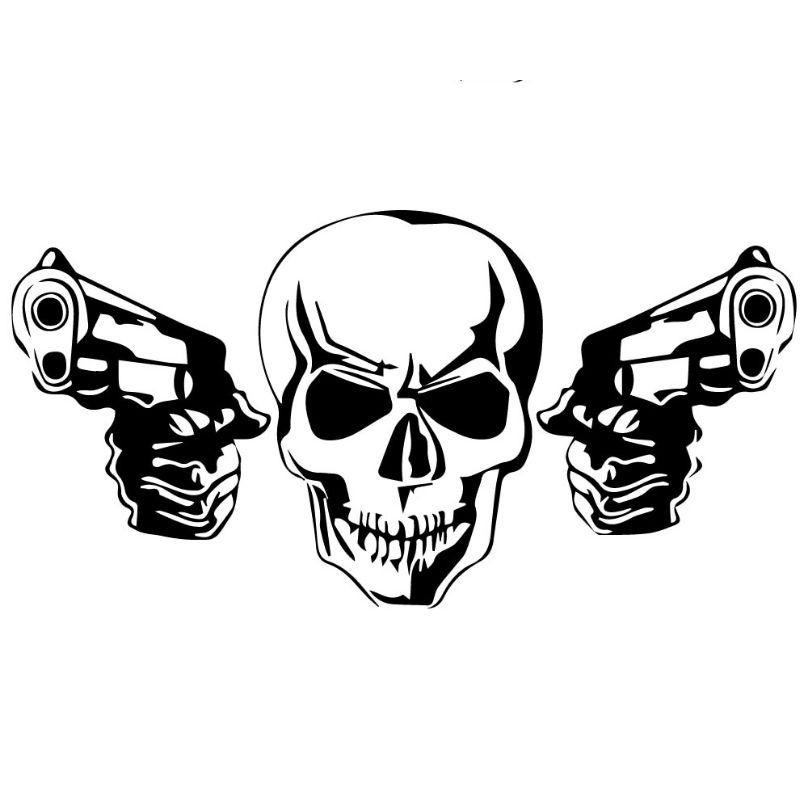 Skull & Crossbones Gun Sticker