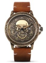 Men's Skull Watch in Leather