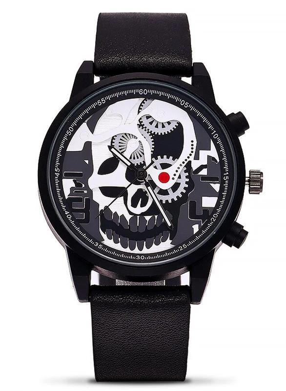 Robot Leather Skull Watch