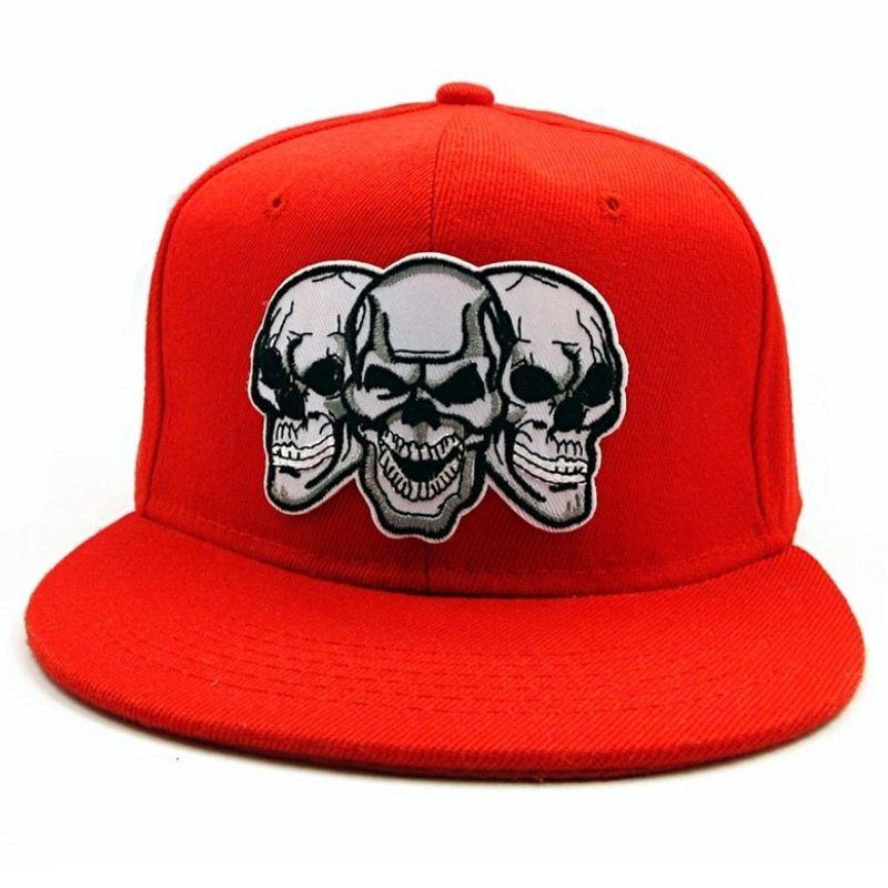 red cap wide cotton three skulls