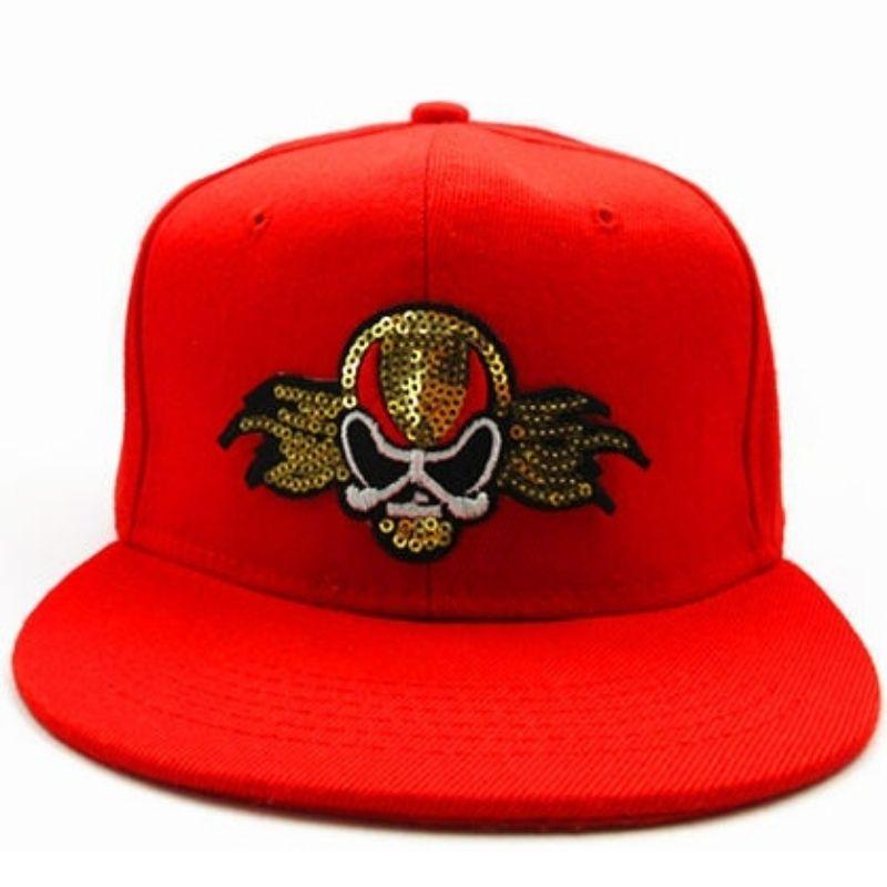 red cotton skull rock star cap