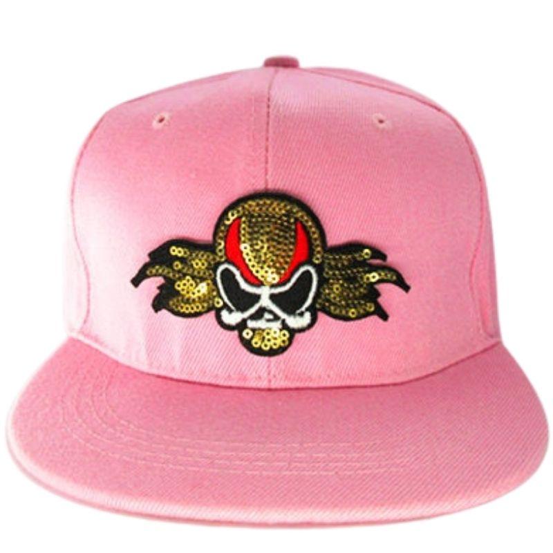 Shiny cap for women rock star skull