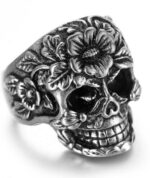 Flowery skull ring