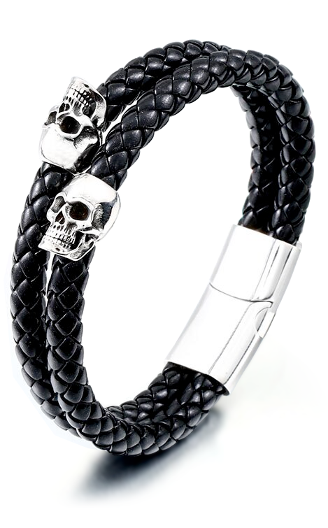 Skull Leather Bracelet for Men