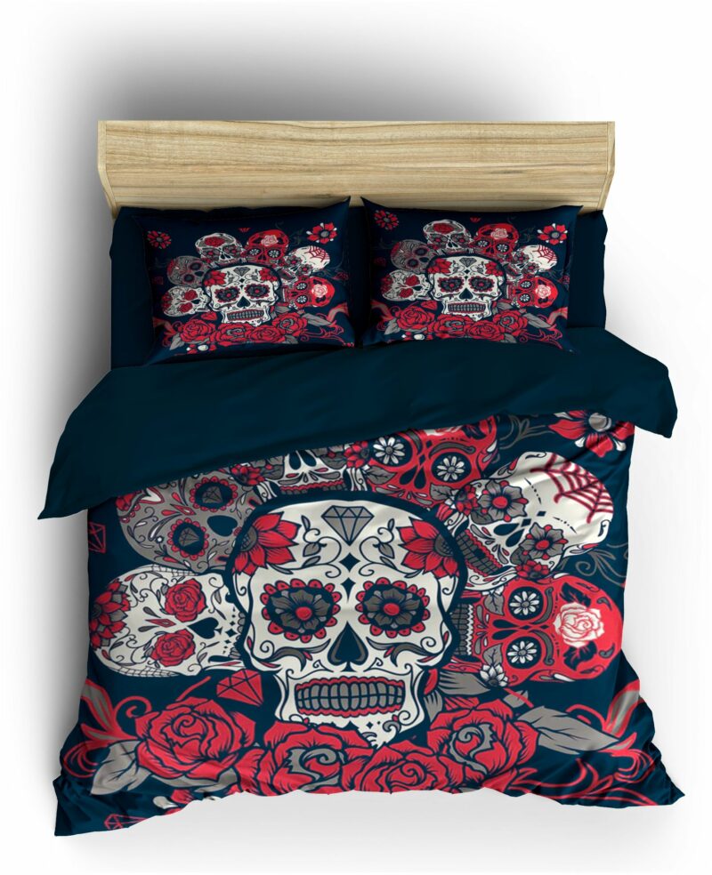 Mexican Skull Duvet Cover with Rose