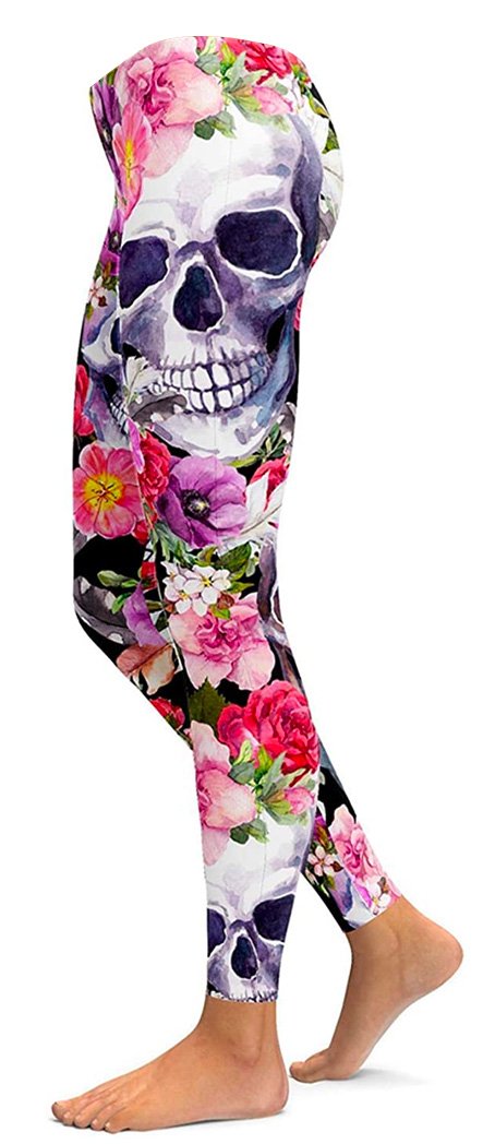 Skull Legging With Flowers