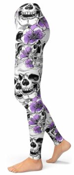 Mexican Skull Legging With Flowers