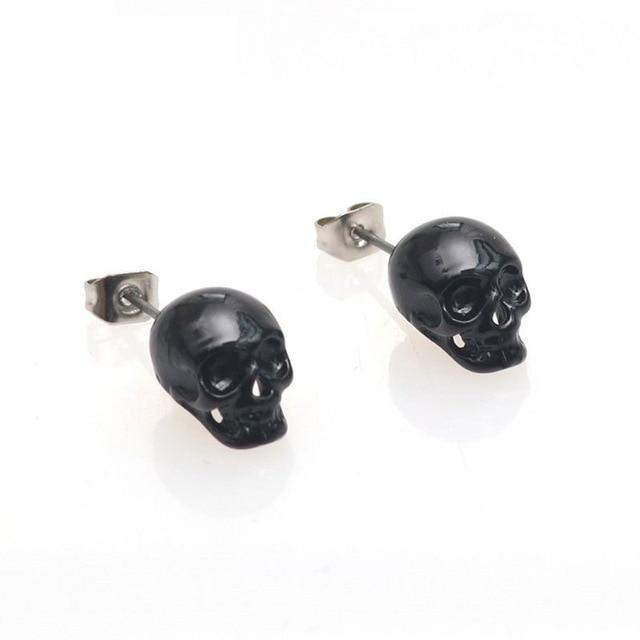 Death's Head Earrings Black Darkness
