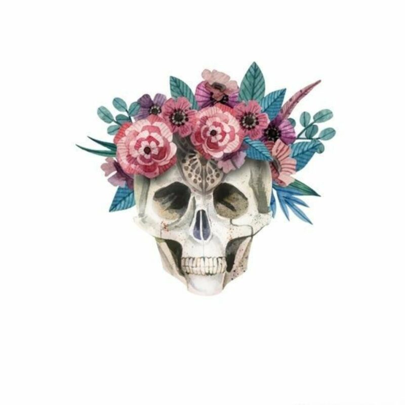 Flowered Skull Transfer