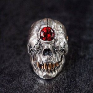 Red Crystal Eye Skull Ring