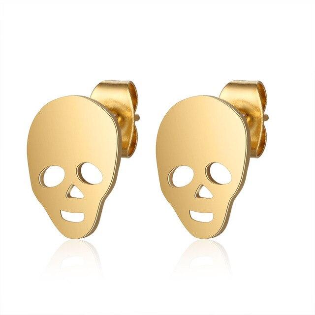 Gold Ghostly Skull Earrings