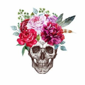 Flowery Skull Transfer