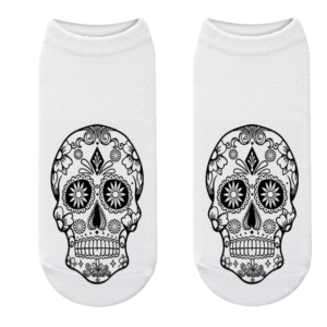 Black and White Mexican Skull Sock